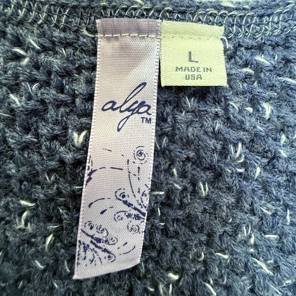 Alya V-Neck Sweater Blue with White sprinkles Women's Medium - Picture 3 of 6